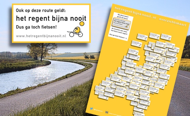 Overzichtskaart droge fietsroutes in Nederland